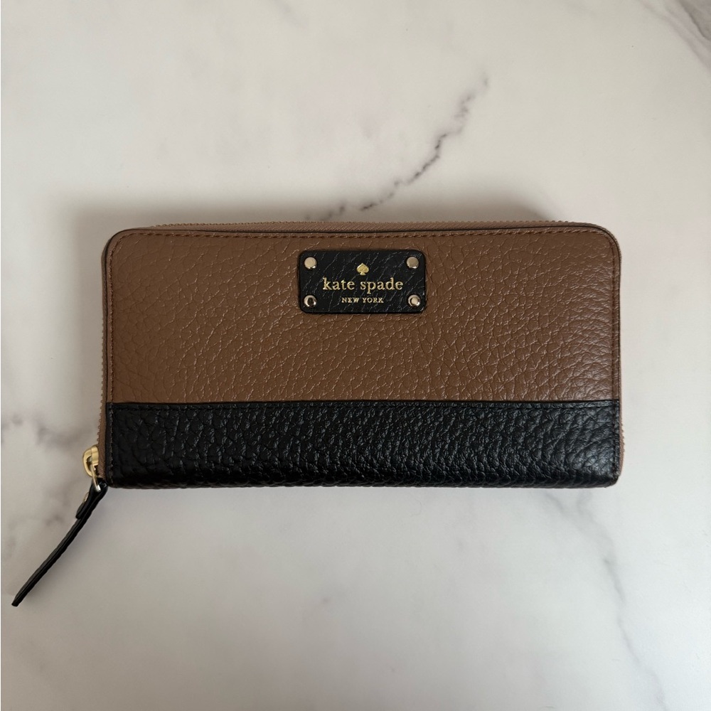 Brown and Black Colorblock Kate Spade Leather Wallet